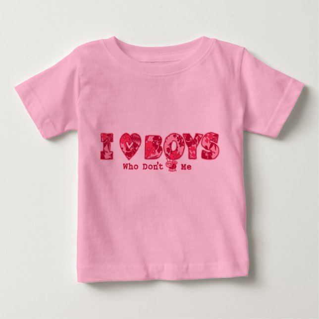 "I Liebe Boys" Säugling T-Shirt in Rosa/Rosa (Vorderseite)
