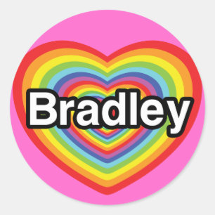 I Liebe Bradley: Regenbogenherz Runder Aufkleber