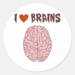 I Liebe Brains Runder Aufkleber