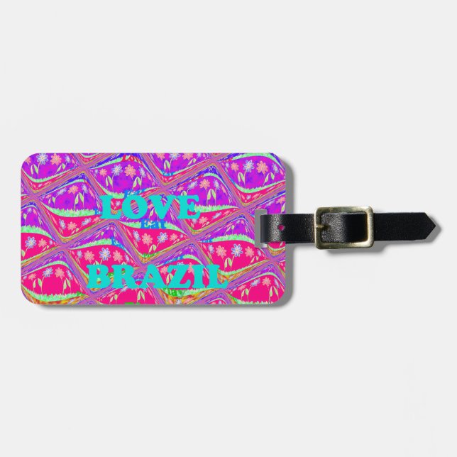 I Liebe Brasilien: Schöne Samba Traditionstöne Gepäckanhänger (Vorderseite horizontal)