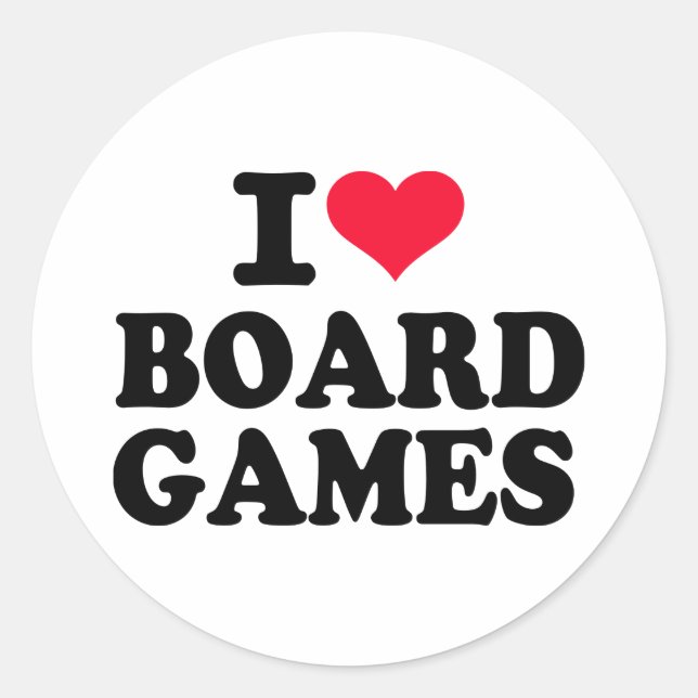 I Liebe Brettspiele Runder Aufkleber (Vorderseite)