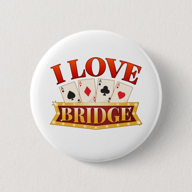I Liebe Bridge Card Game Player Button (Vorderseite)