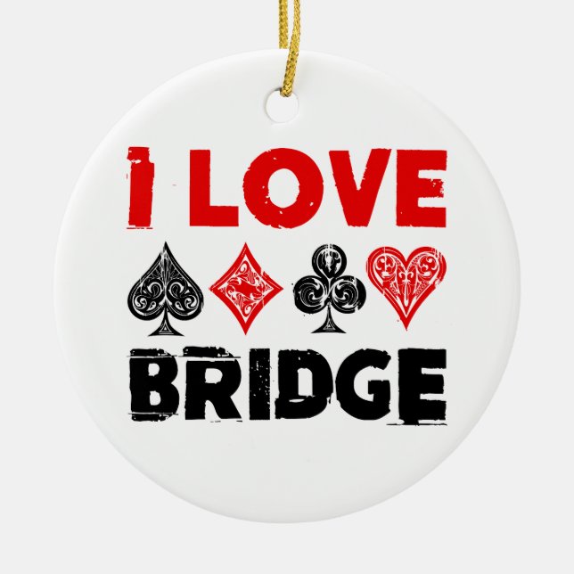 I Liebe Bridge Card Game Player Enthusiasten Keramik Ornament (Vorne)