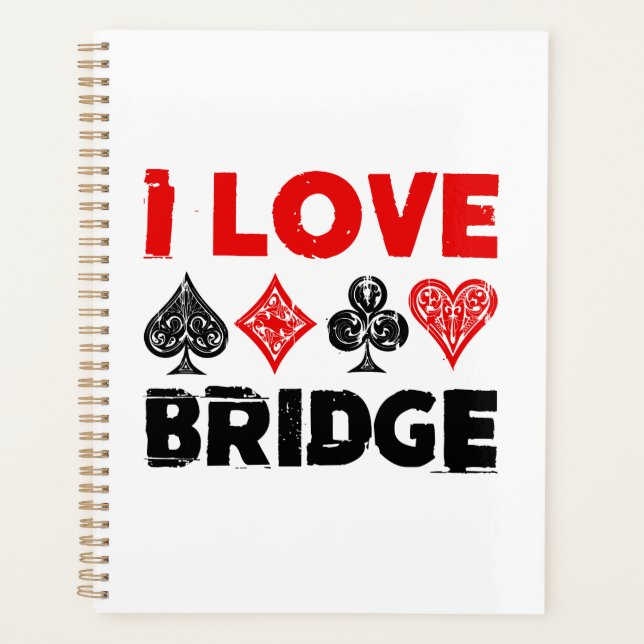 I Liebe Bridge Card Game Player Enthusiasten Planer (Vorderseite)