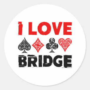 I Liebe Bridge Card Game Player Enthusiasten Runder Aufkleber