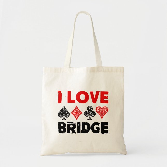 I Liebe Bridge Card Game Player Enthusiasten Tragetasche (Vorne)