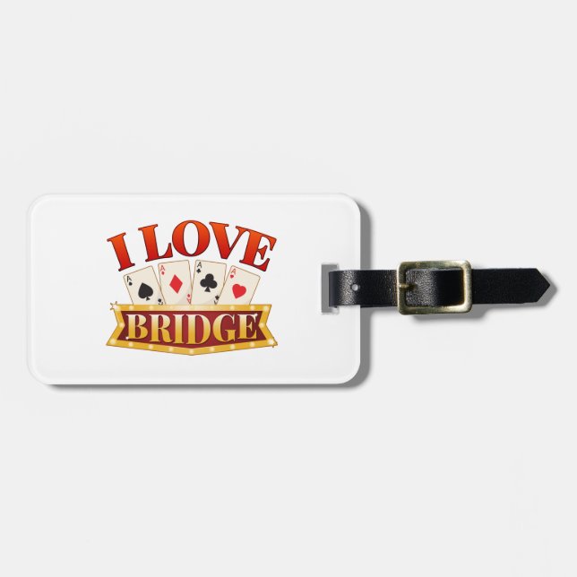 I Liebe Bridge Card Game Player Gepäckanhänger (Vorderseite horizontal)