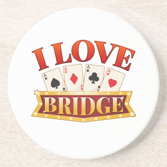 I Liebe Bridge Card Game Player Getränkeuntersetzer (Vorne)