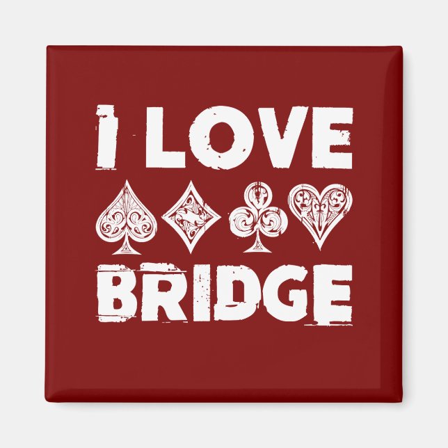I Liebe Bridge Card Game Player Magnet (Vorne)