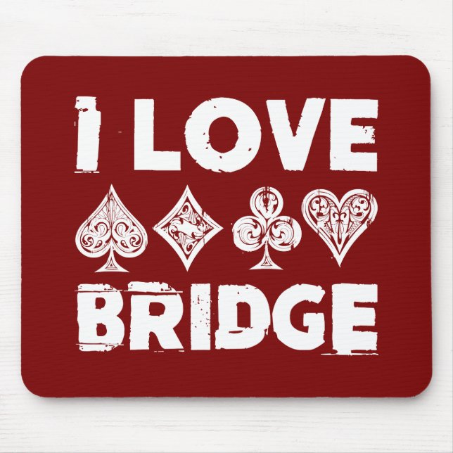 I Liebe Bridge Card Game Player Mousepad (Vorne)