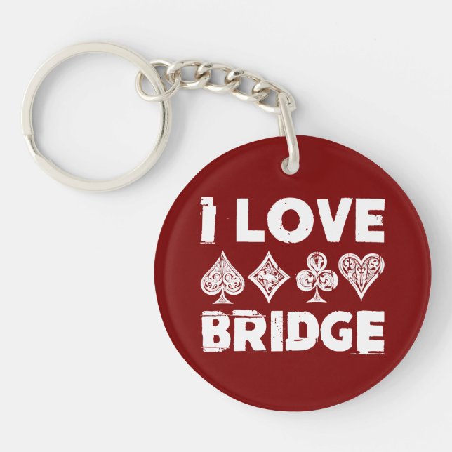 I Liebe Bridge Card Game Player Schlüsselanhänger (Vorderseite)