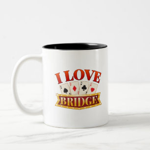 I Liebe Bridge Card Game Player Zweifarbige Tasse