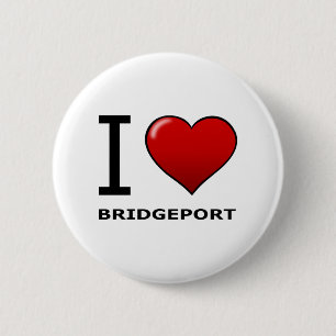 I LIEBE BRIDGEPORT, CT - CONNECTICUT BUTTON