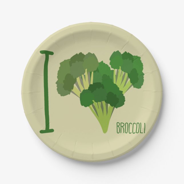 I Liebe Broccoli Pappteller (Vorderseite)