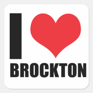 I Liebe Brockton Quadratischer Aufkleber