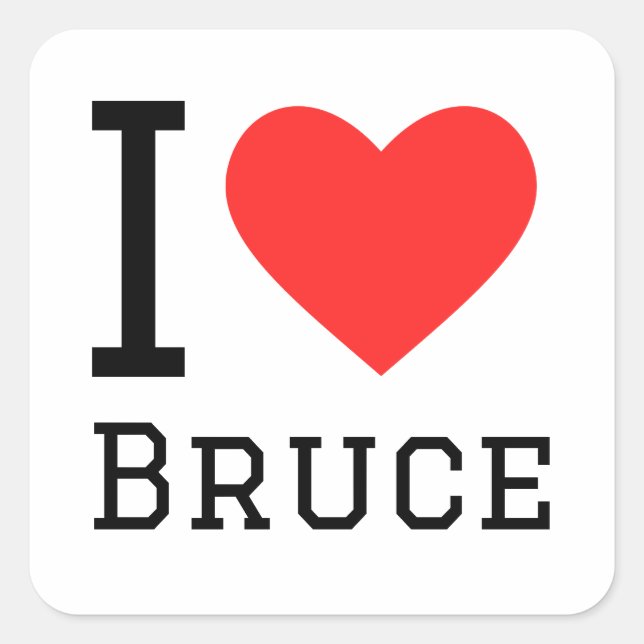 I Liebe Bruce Quadratischer Aufkleber (Vorderseite)