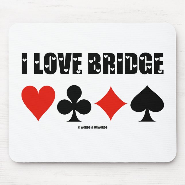 I Liebe-Brücke (vier Karten-Anzüge) Mousepad (Vorne)