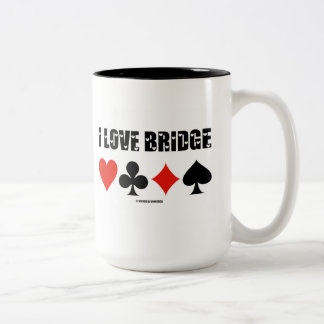 I Liebe-Brücke (vier Karten-Anzüge) Zweifarbige Tasse