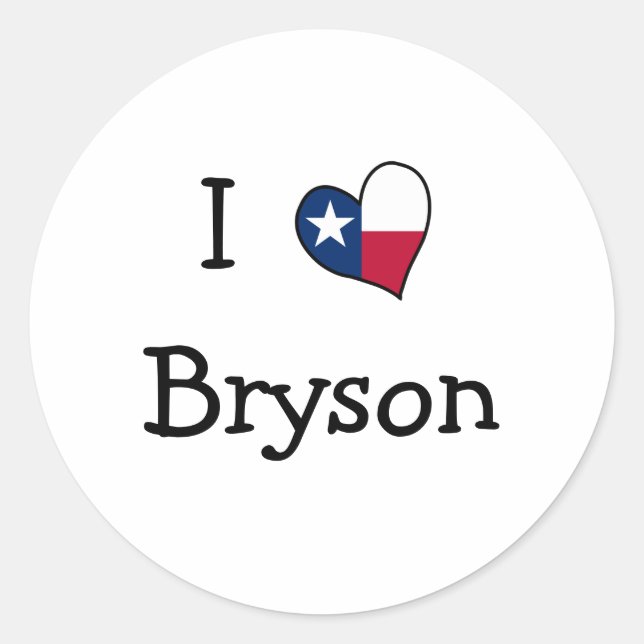 I Liebe Bryson Runder Aufkleber (Vorderseite)