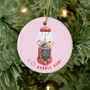 I Liebe Bubble Gum Keramik Ornament