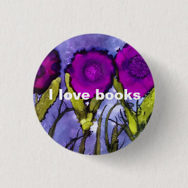 I Liebe-Bücher - heliotropischer Knopf Button