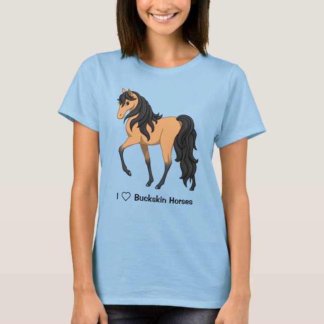 I Liebe Buckskin Pferde Hübsch Fülle T-Shirt (Vorderseite)