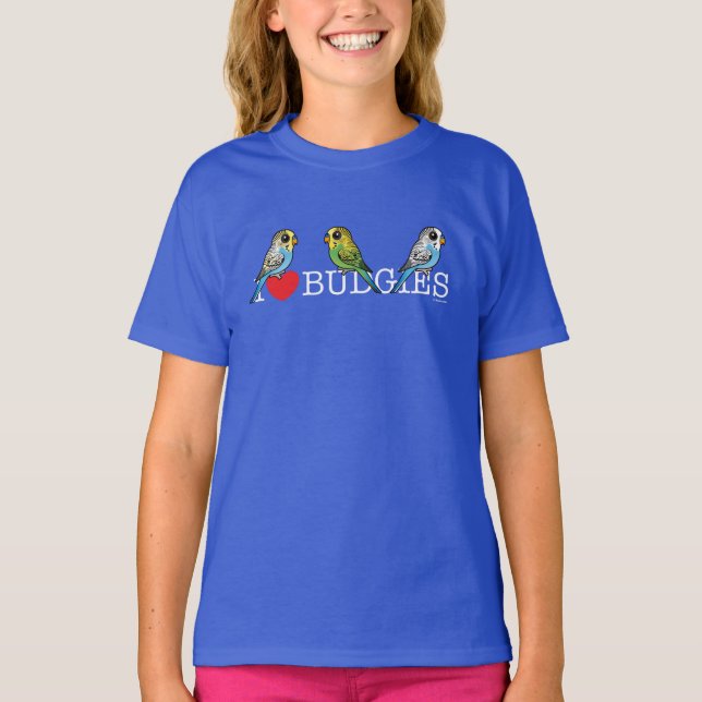 I Liebe Budgies T-Shirt (Vorderseite)
