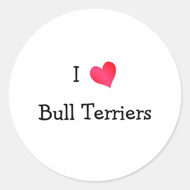 I Liebe Bull Terrier Runder Aufkleber (Vorderseite)