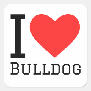 I Liebe Bulldog Quadratischer Aufkleber