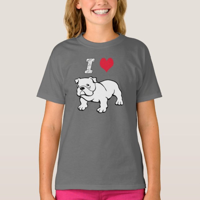 I Liebe Bulldog T-Shirt (Vorderseite)