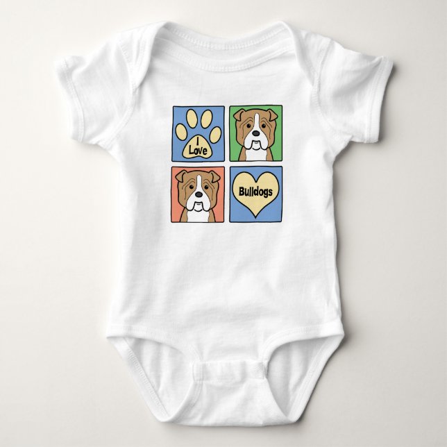 I Liebe-Bulldoggen Baby Strampler (Vorderseite)