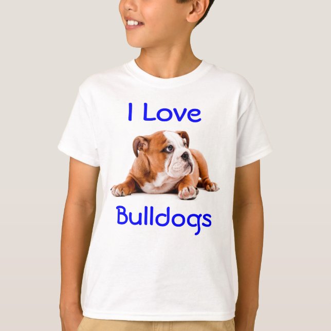 I Liebe Bulldogs Tee Shirt (auch Fits Jungs) (Vorderseite)
