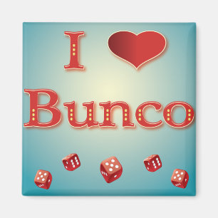 I Liebe Bunco im Rot mit roten Würfeln Magnet