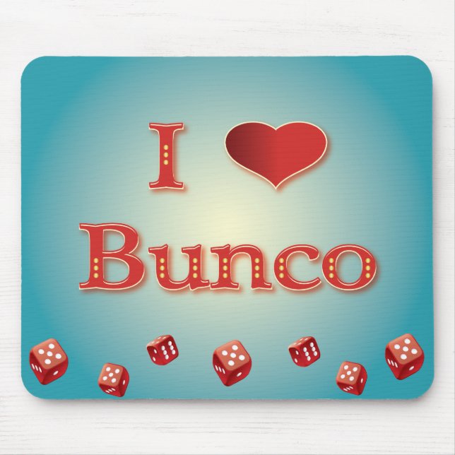 I Liebe Bunco im Rot mit roten Würfeln Mousepad (Vorne)