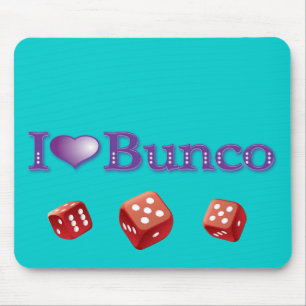 I Liebe Bunco mit roten Würfeln Mousepad