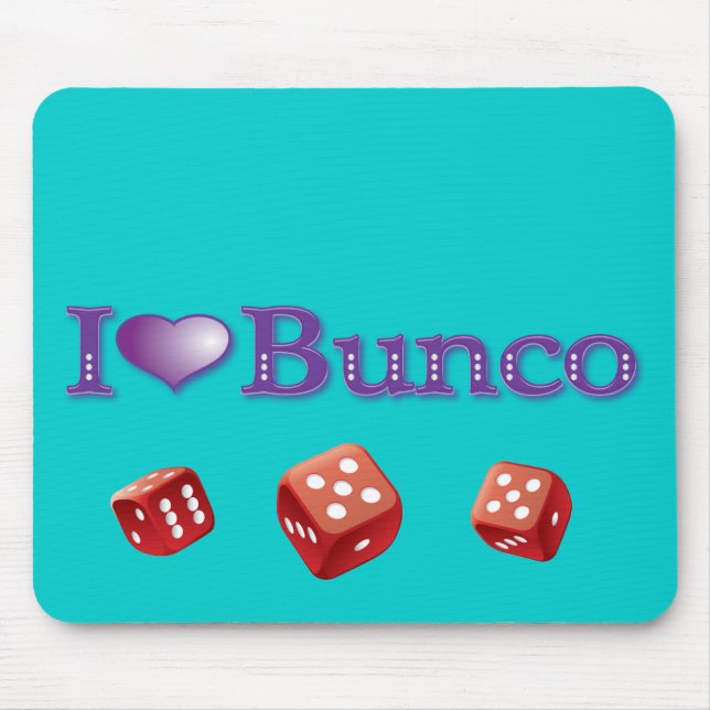 I Liebe Bunco mit roten Würfeln Mousepad (Vorne)