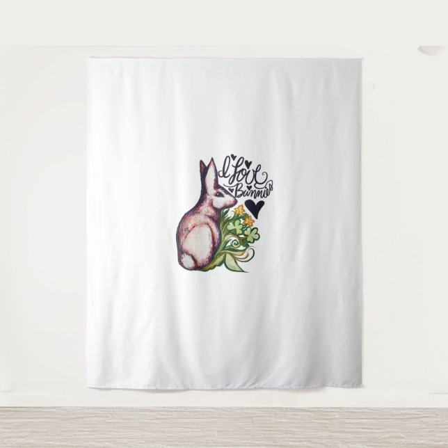 I Liebe Bunnies Fun Bunny Kanbit Kunstwerke Wandteppich (Vorderseite)