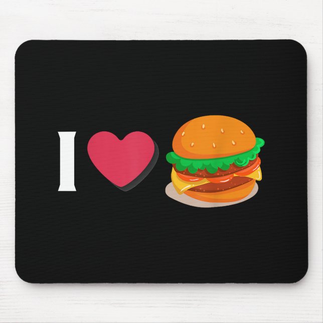 I Liebe Burger Cheeseburger ungesunde Ernährung Mousepad (Vorne)