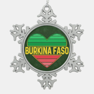 I Liebe Burkina Faso, Herz Burkinabè Schneeflocken Zinn-Ornament