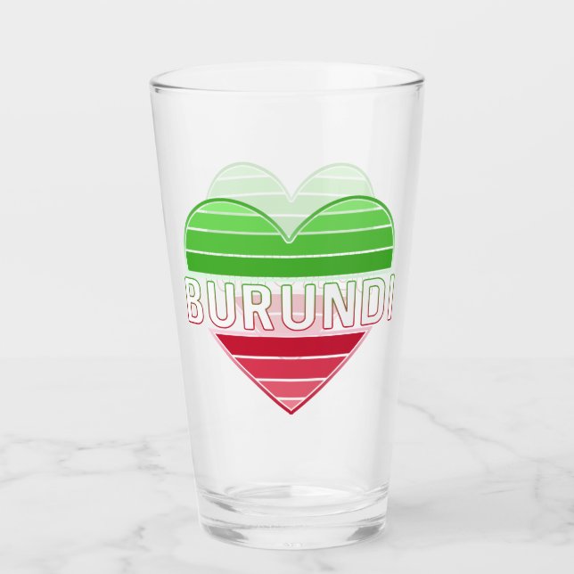 I Liebe Burundi, Burundisches Herz Glas (Vorderseite)