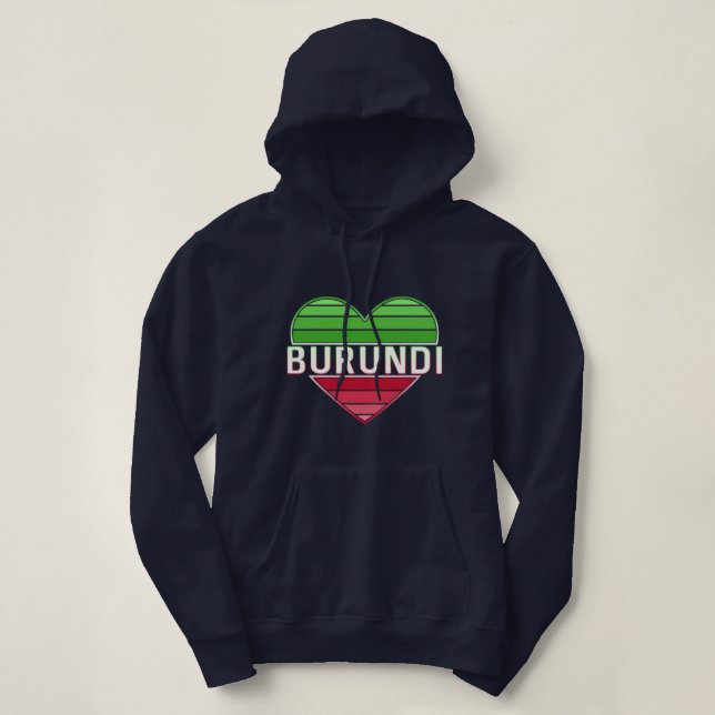 I Liebe Burundi, Burundisches Herz Hoodie (Design vorne)