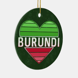 I Liebe Burundi, Burundisches Herz Keramik Ornament