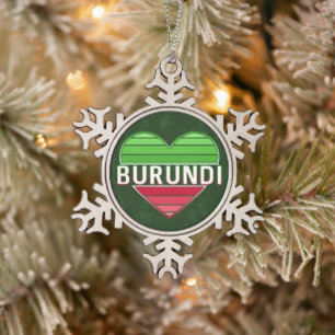 I Liebe Burundi, Burundisches Herz Schneeflocken Zinn-Ornament