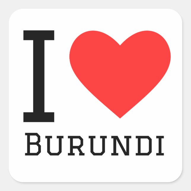I Liebe burundi Quadratischer Aufkleber (Vorderseite)