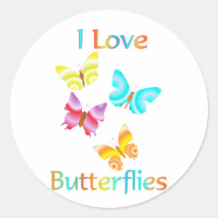 I Liebe Butterflies Runder Aufkleber