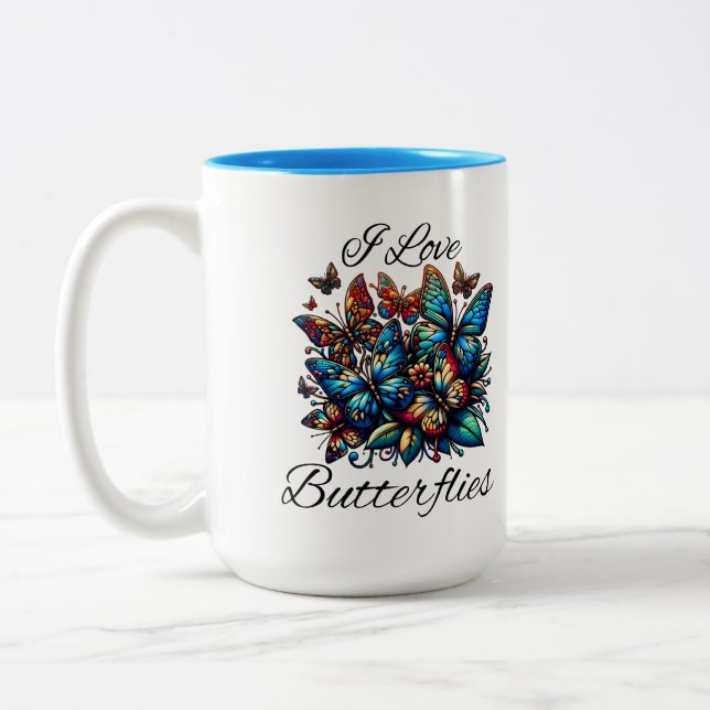 I Liebe Butterflies Zweifarbige Tasse (Links)