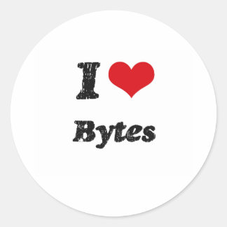 I Liebe BYTES Runder Aufkleber