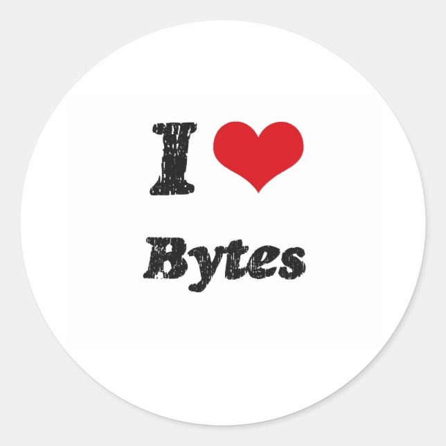 I Liebe BYTES Runder Aufkleber (Vorderseite)
