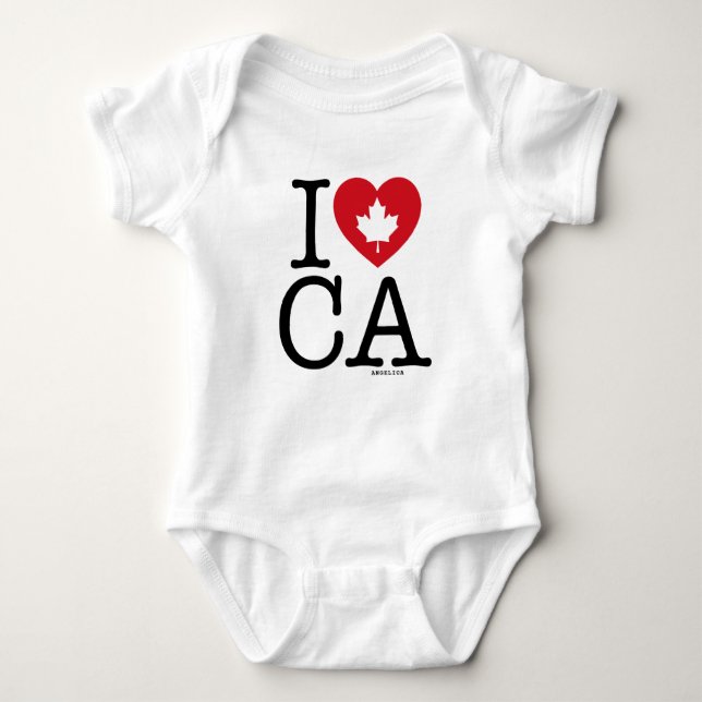I LIEBE CA | I Liebe Kanada Personalisiert Baby Strampler (Vorderseite)