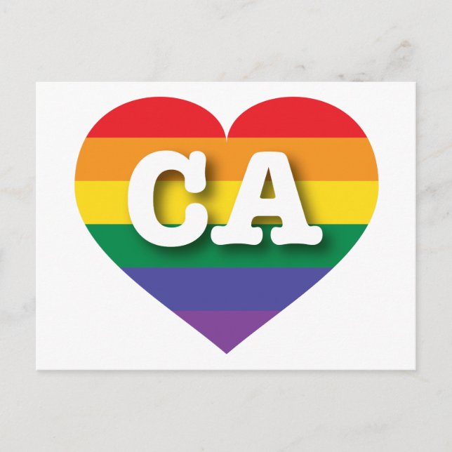 I Liebe California Rainbow Herz Postkarte (Vorderseite)
